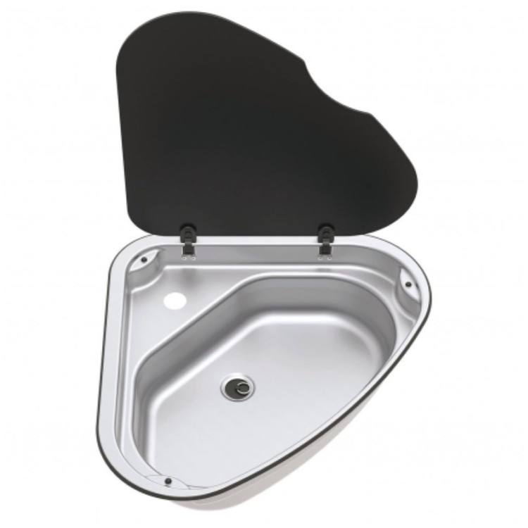 1 - Thetford Basic Line 33 Évier d'angle en acier inoxydable pour camping-car et fourgon version gauche